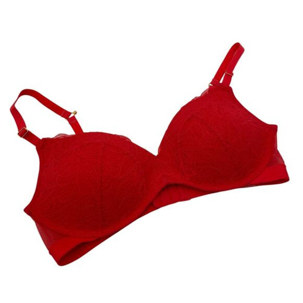 Lively cherry red the‎ lace no wire push up bra